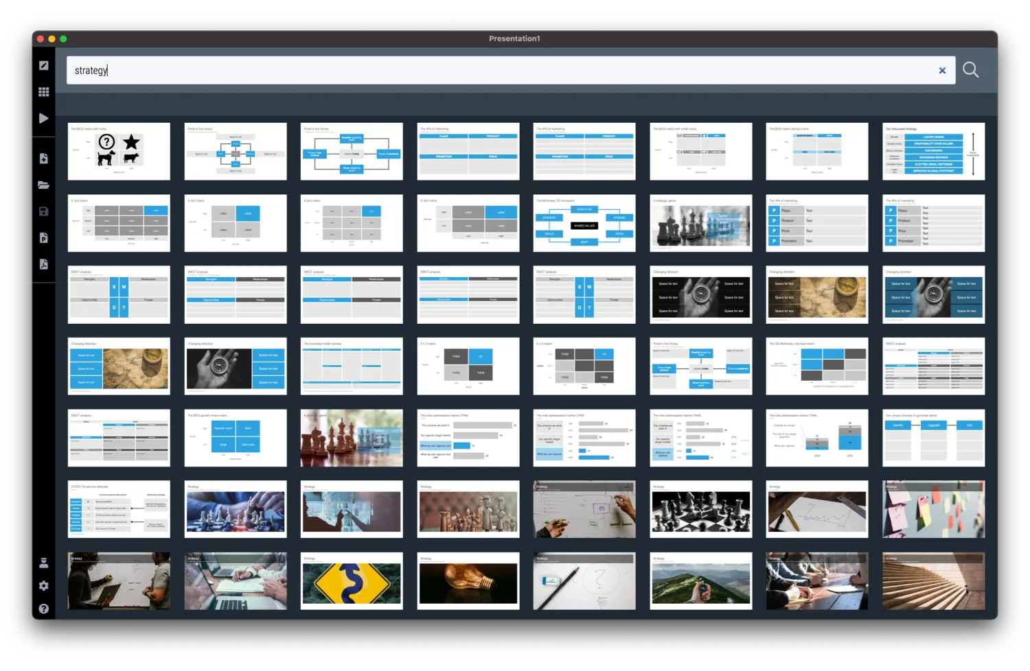 The SlideMagic template library, with thousands of business slide layouts